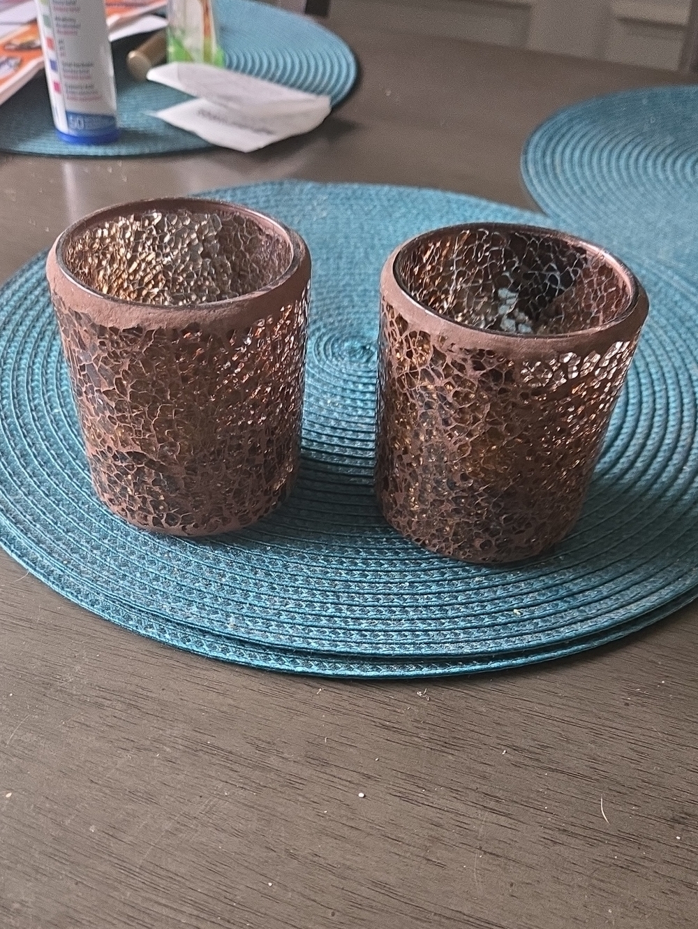 Like New Yankee Candle Decorative Mosaic Votive Candle Holders - Set of 2